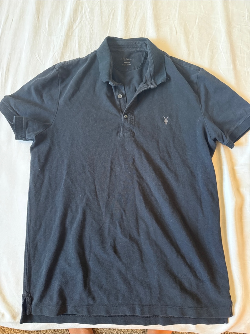 ALL SAINTS Polo Sandringham SS Black Medium GUC